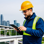 AI와 드론 기술의 결합 사례 - Infrastructure Inspection**

"A civil engineer, fully clothed in appropriate safety gear and a hard ...
