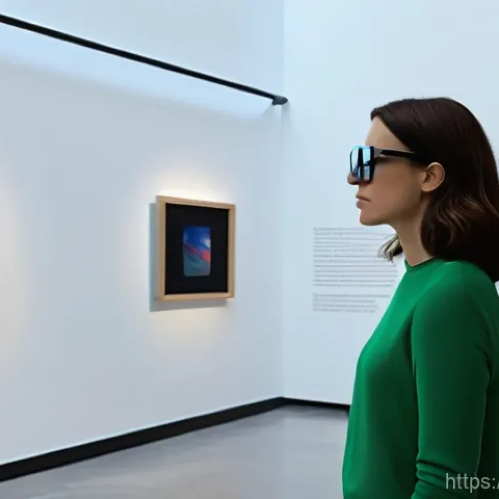 AI와 증강 현실 AR  기술의 결합 - **"A woman, in her late 20s, with short brown hair, wearing a stylish but modest long-sleeved top an...
