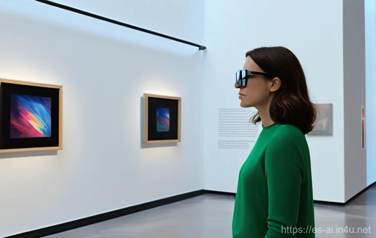 AI와 증강 현실 AR 기술의 결합 - **"A woman, in her late 20s, with short brown hair, wearing a stylish but modest long-sleeved top an...