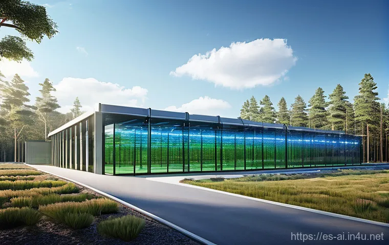 AI의 지속 가능성 문제 - Prompt 1: "Eco-Friendly AI Data Center in Harmony with Nature"**